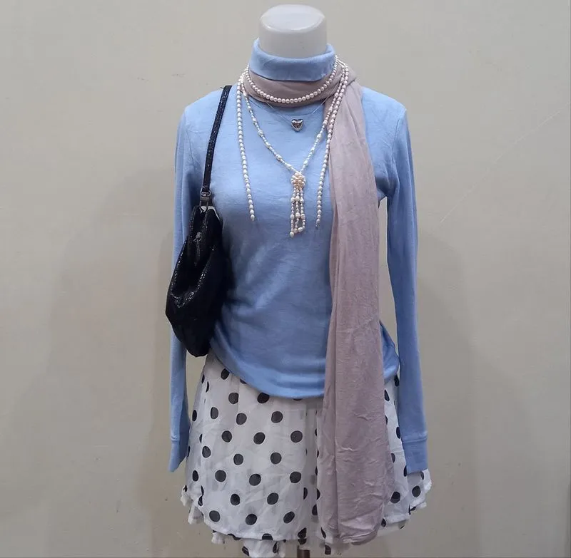 Uniqlo baby blue cotton turtleneck photo 1