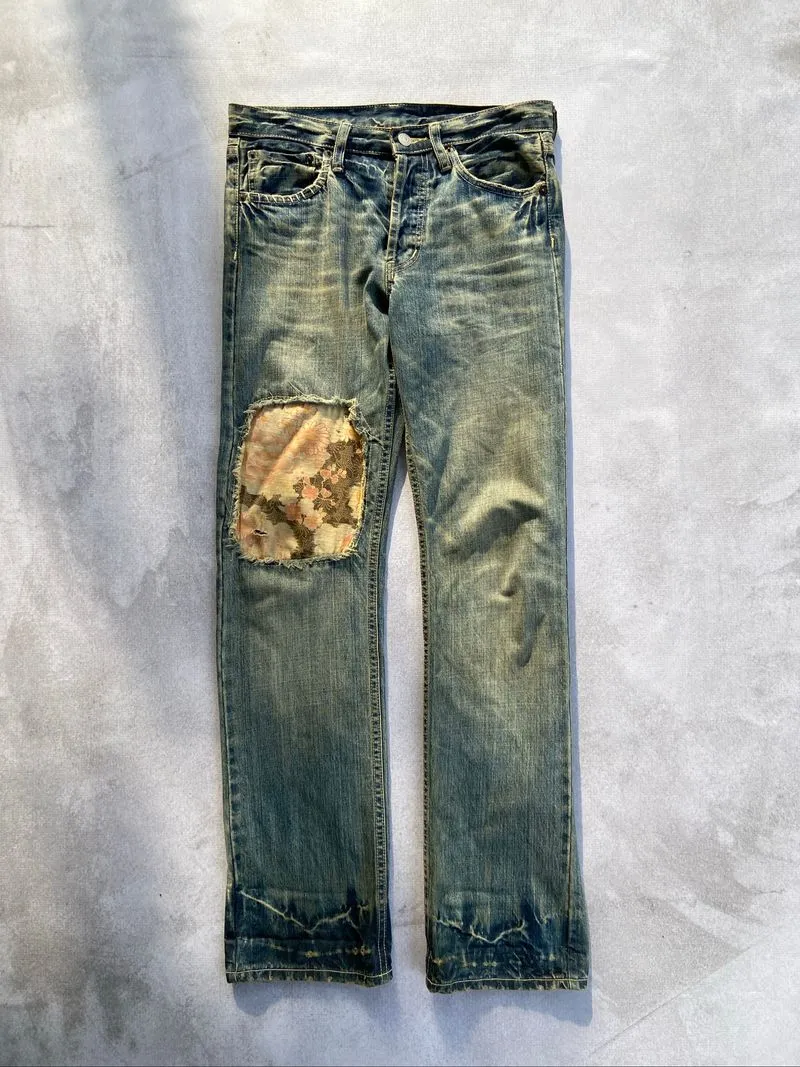 Rare Vintage Takeo Kikuchi Patchwork Distressed Denim Jeans photo 1