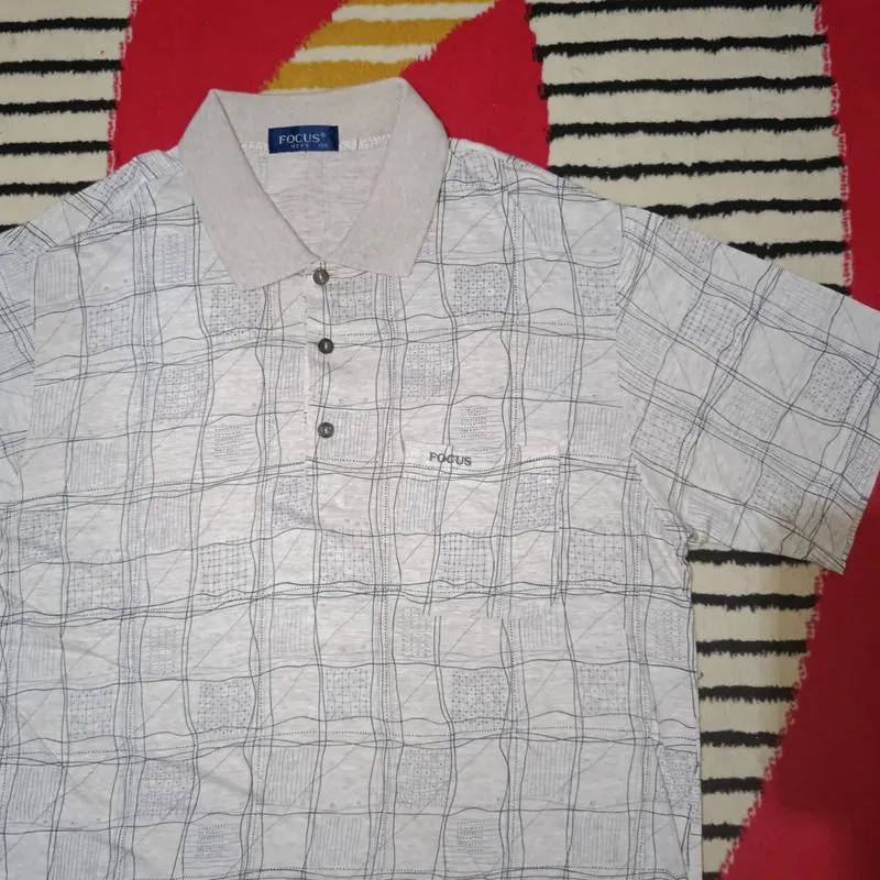 Vintage Poloshirt Focus Abstrack Check Pattern Single Stitch photo 1