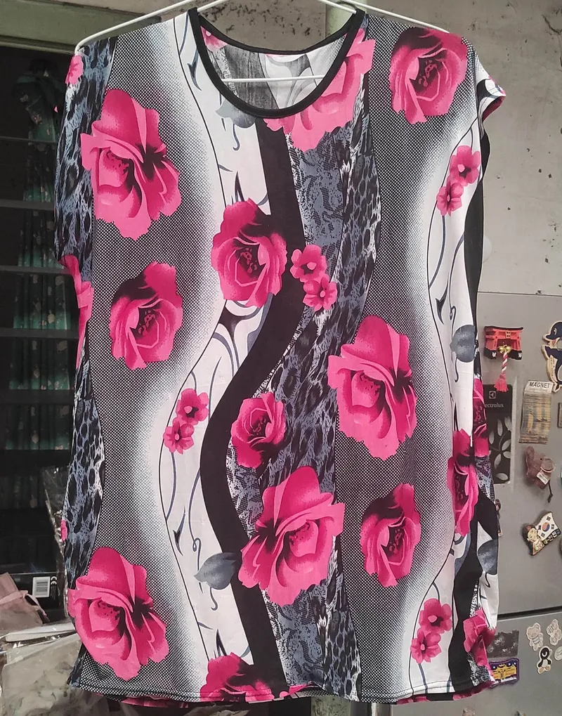 Casual Blouse Wanita pink black photo 1