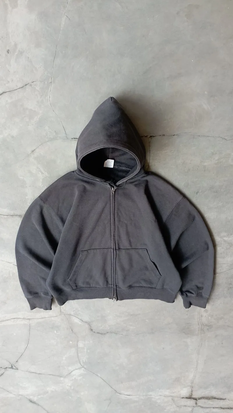 2000's Heavyweight Black Double Zip Up Hoodie Boxy photo 1