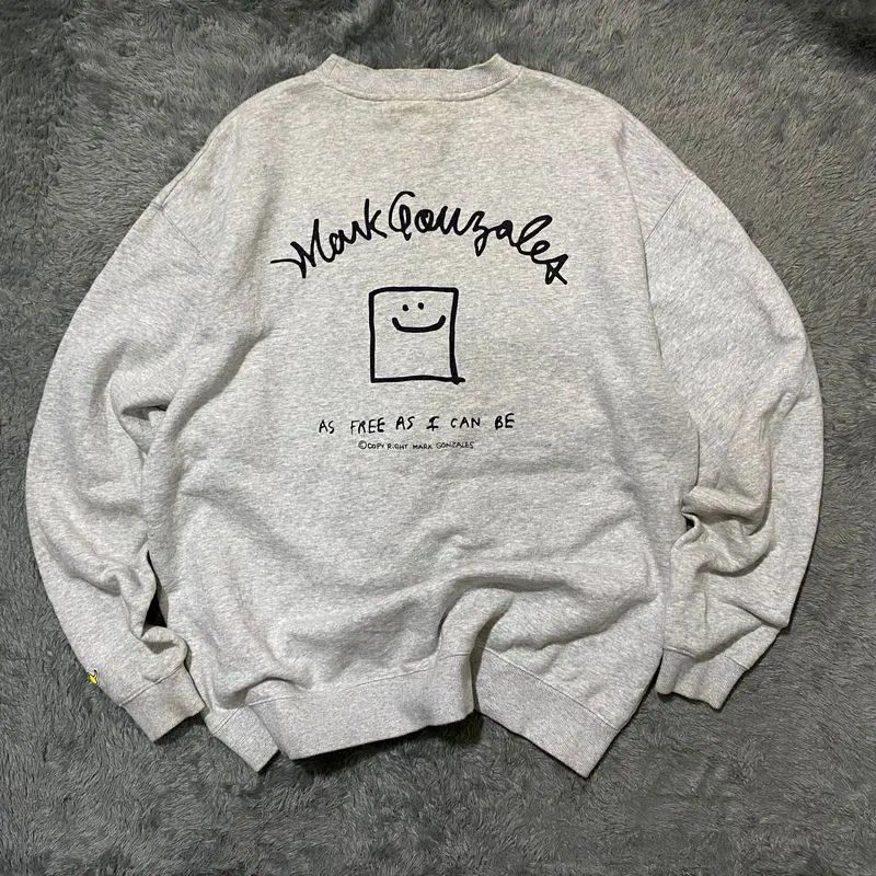 Mark Gonzales Streetwear Luxury Sweatshirt Pria white gray photo 1