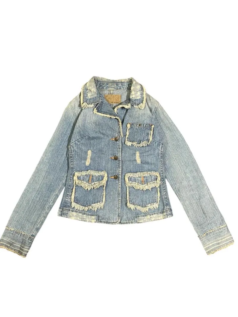 Y2K Ray Beams Cute Outer Denim Jacket photo 1