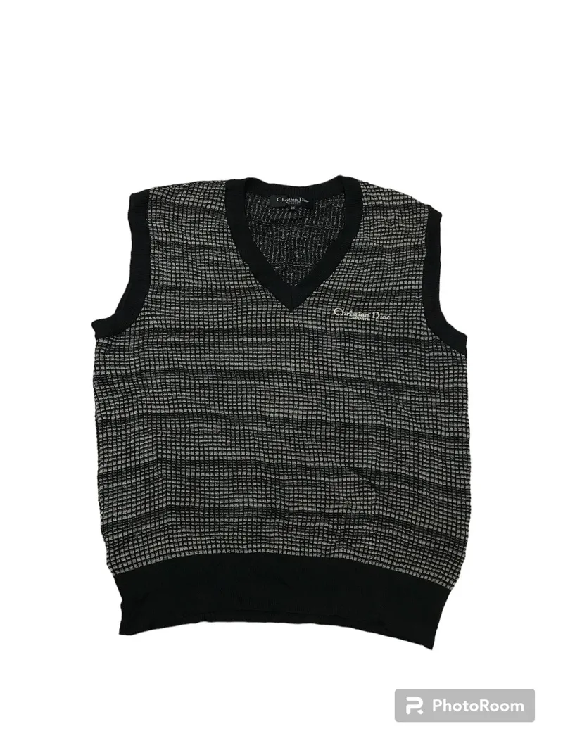 Dior Vintage Casual Vest Pria white black photo 1