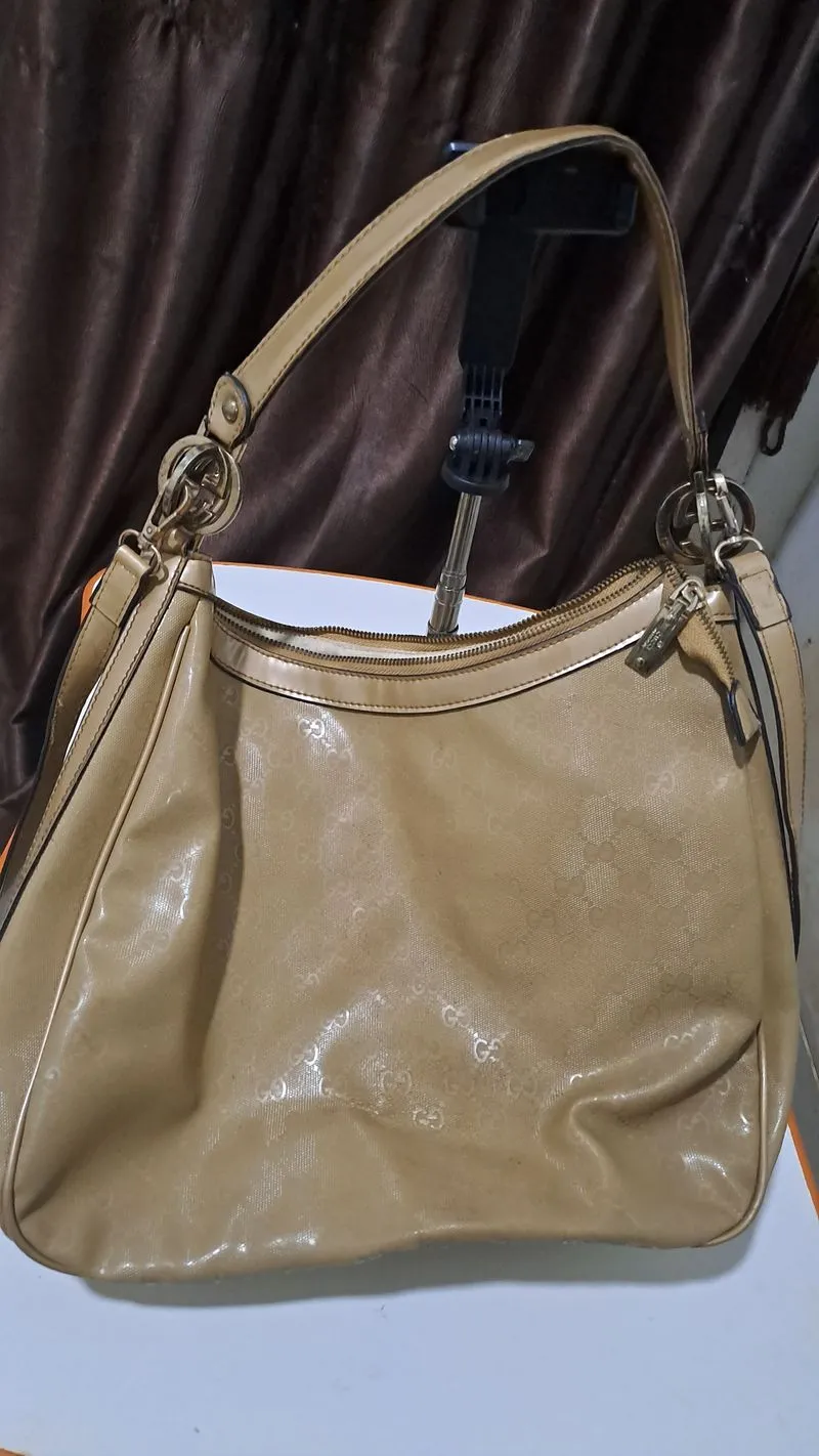 Gucci Monogram Hobo Beige photo 1