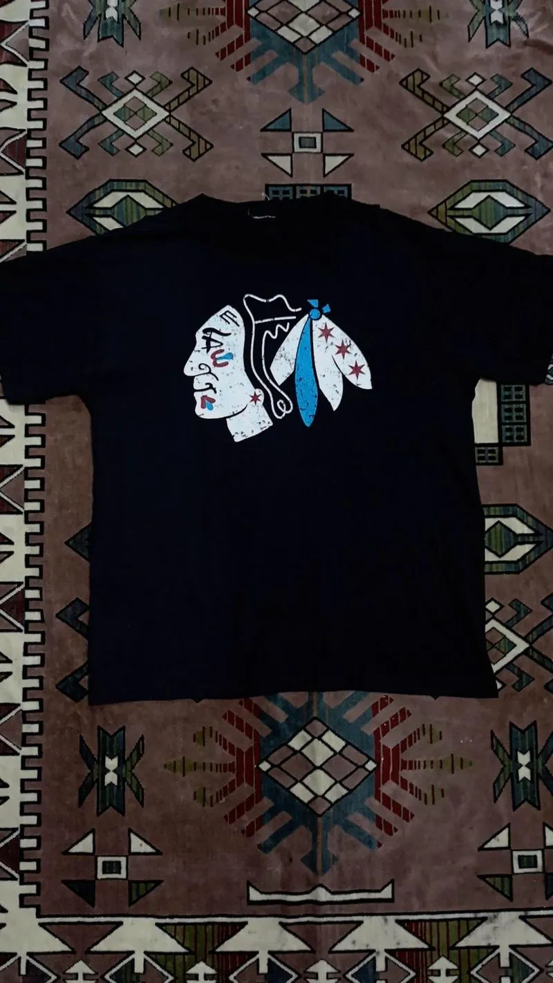 Hockey shirt black Hawk team sports merch indigenous america photo 1