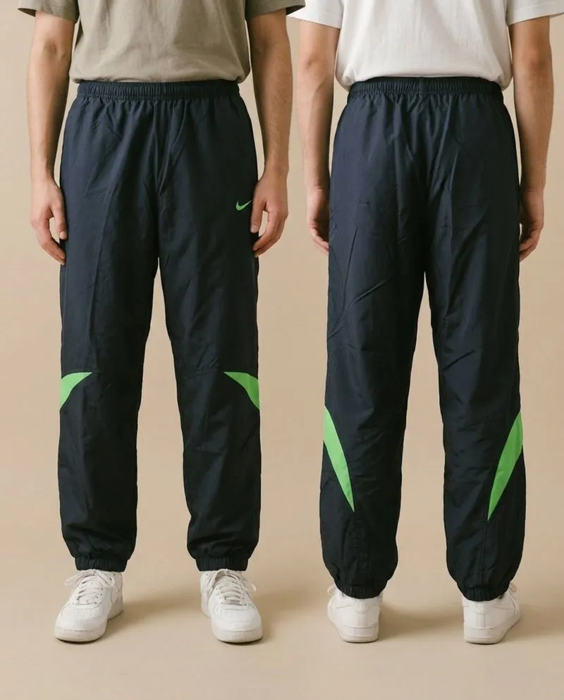 Vintage Nike Men's Navy Neon Green 90s Track Pants 31 photo 1