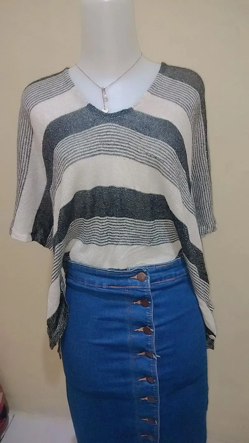 Casual Cardigan Wanita white gray photo 1