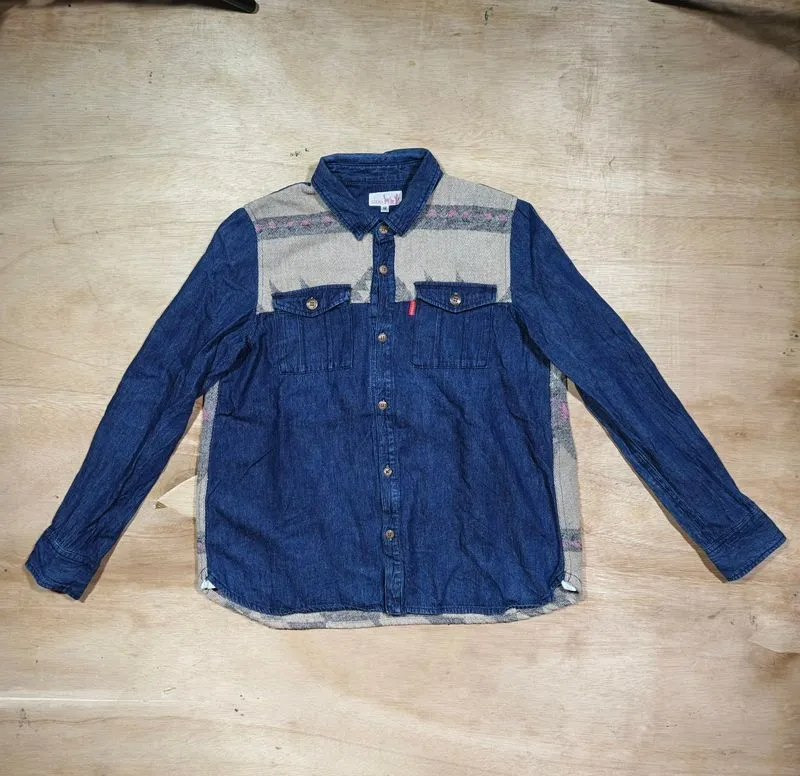 Titicaca Southwestern Pattern Button Up Shirt Denim photo 1