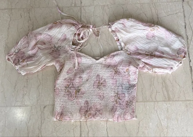 Blouse warna pink ada bunga photo 1
