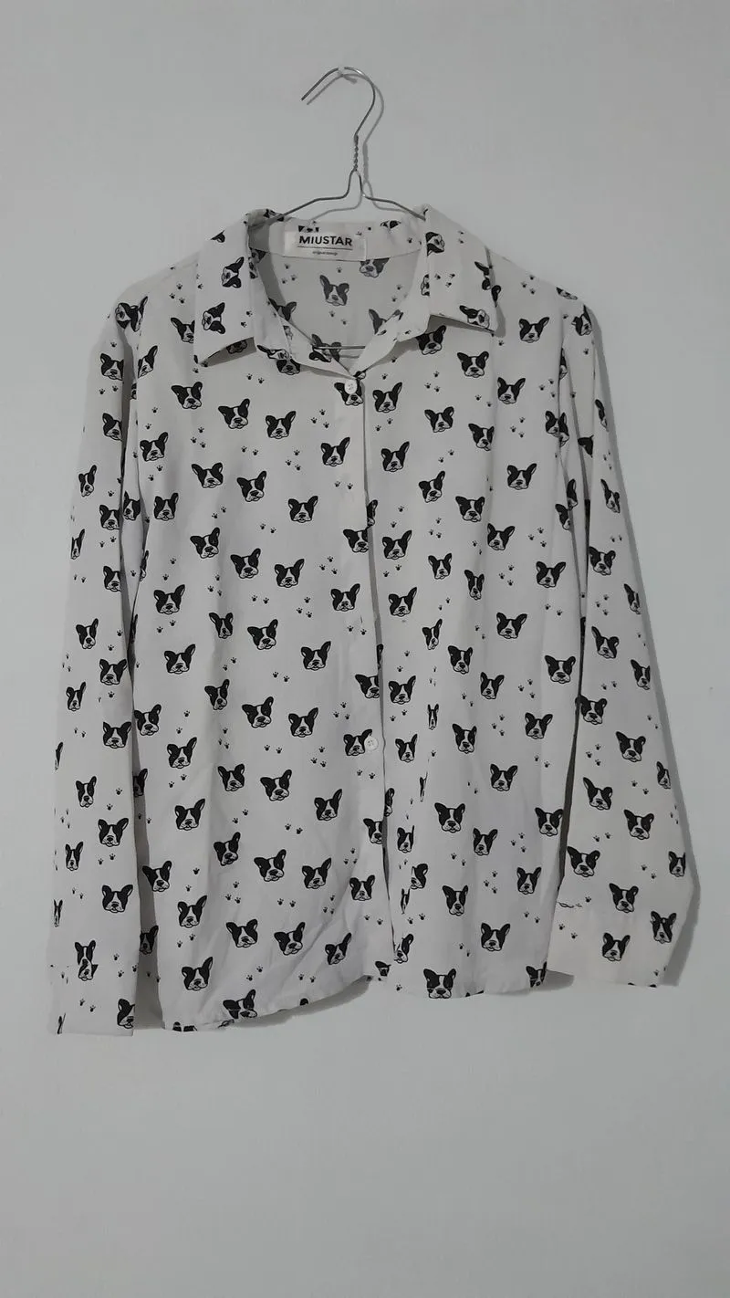 Coquette Casual Shirt dress Wanita white black photo 1