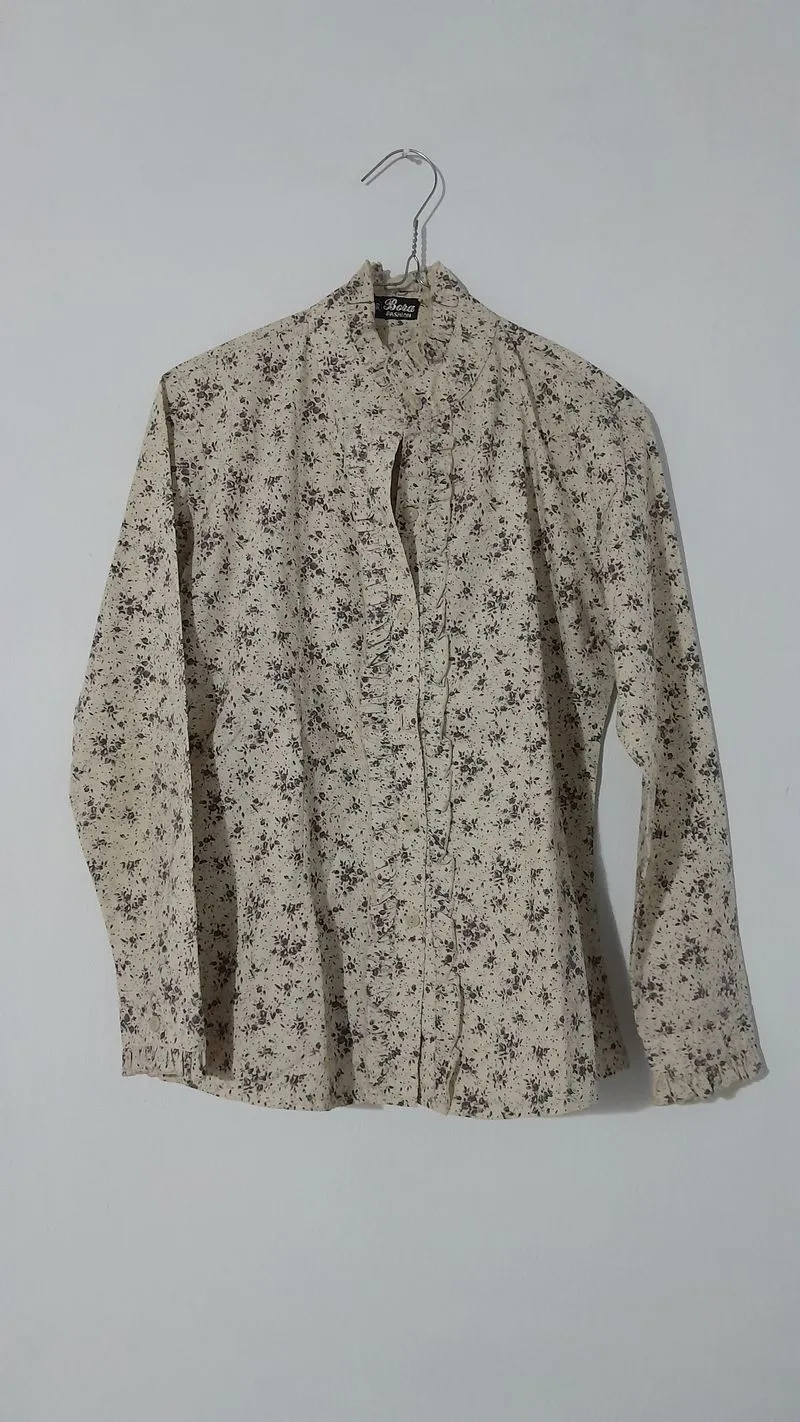 Vintage Casual Shirt dress Wanita tan khaki photo 1