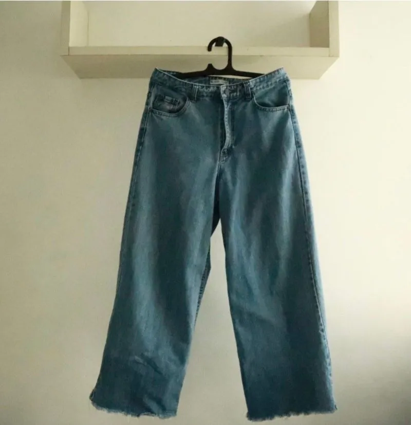 Ckey Jeans Celana Jeans Kulot Baggy Biru Blue Denim Straigh photo 1