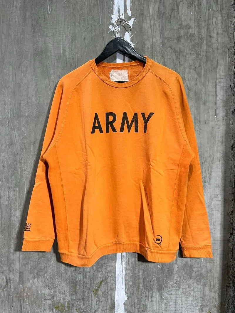 Vintage Wtaps Font Logo Army Sweatshirt Unisex Orange photo 1
