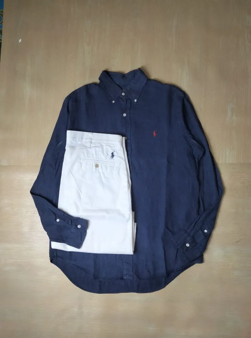 kemeja ralphlauren linen - navy photo 1