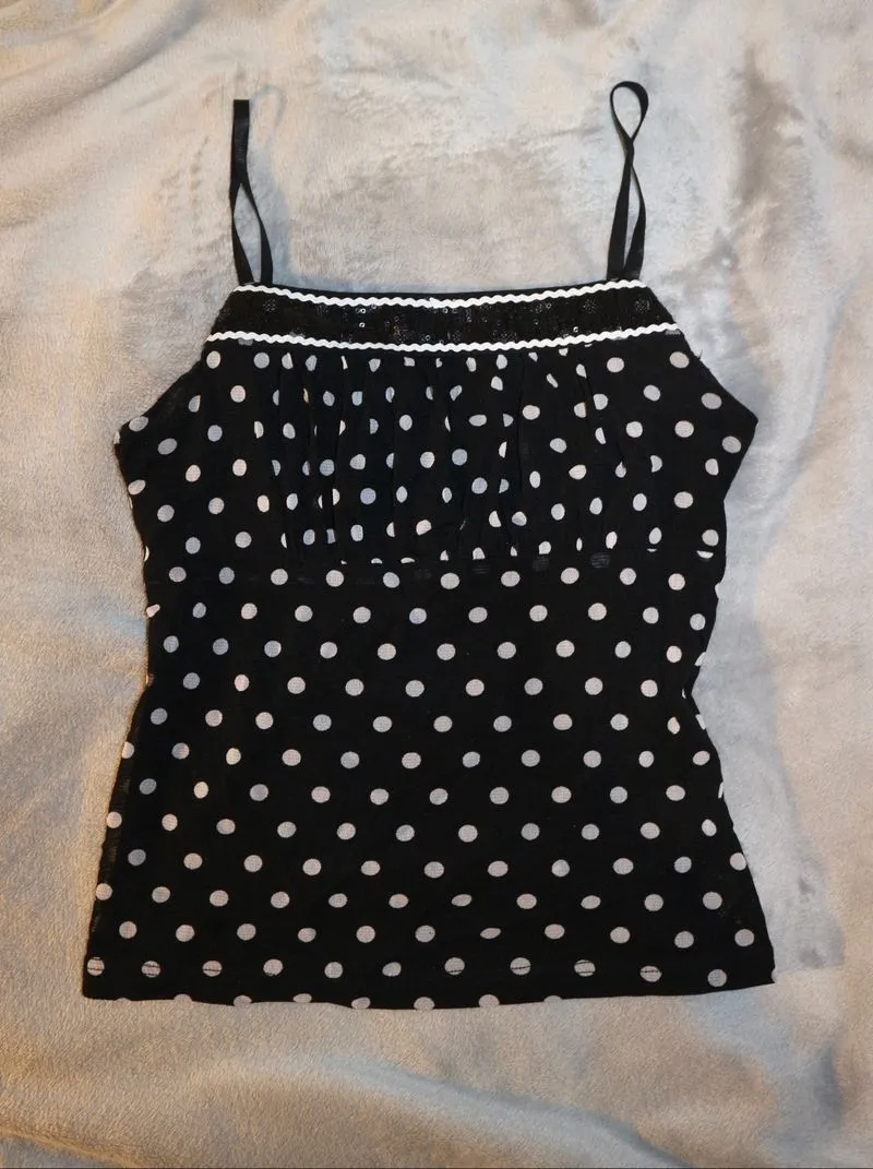 vintage black polkadot tanktop photo 1