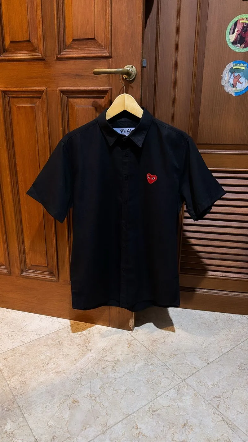 Kemeja Play CDG Black Shirt Short Sleeve Lengan Pendek Hitam photo 1