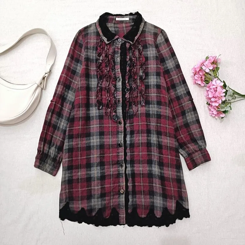 “Axes Femme Plaid Ruffle Shirt – Morikei Dolly Gothic Japan  photo 1