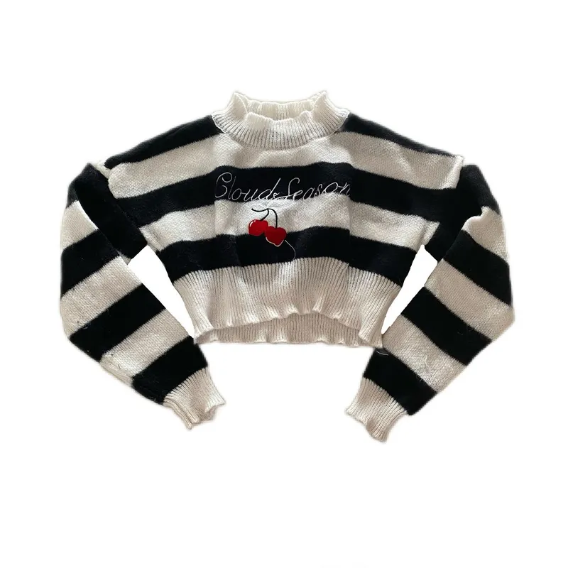 Coquette Casual Sweater Wanita white black photo 1