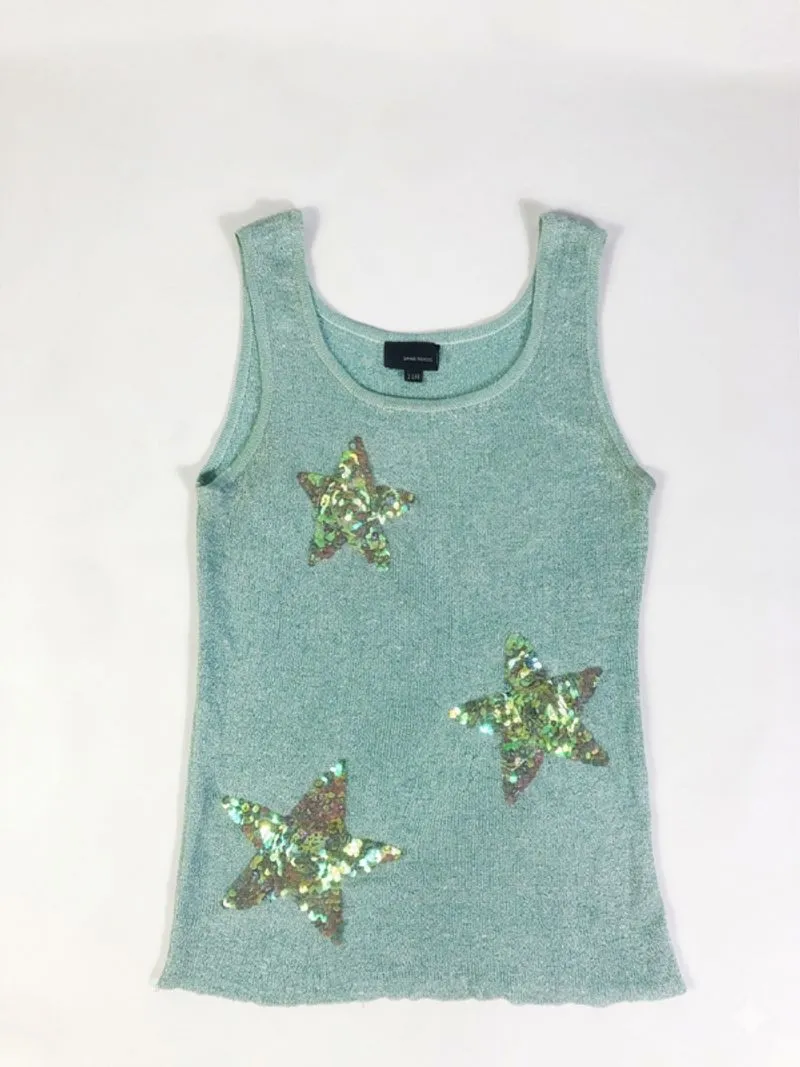 Sans Souci Vintage Star Sparkle Sleveeless Top - Mint Green photo 1