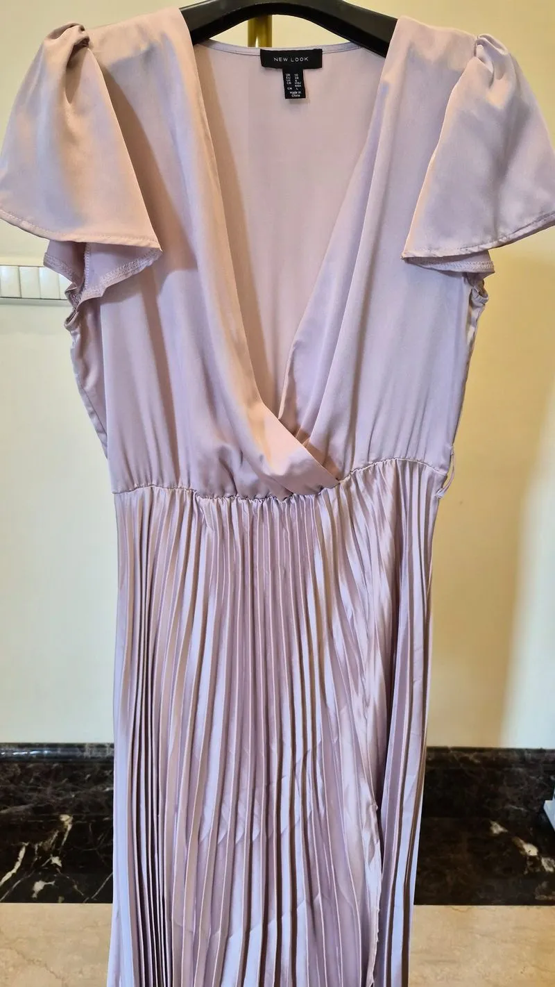 Soft Blush Pleated Midi Dress – Elegant & Feminine photo 1