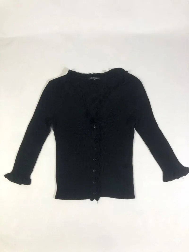 Vingt-trois Arrondissements Black Rib Knit Cardigan Top photo 1