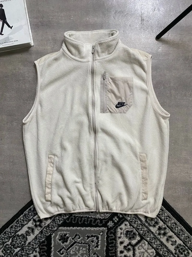 Nike Vest Spu Therma-fit Polar Fleece White Pocket Nylon Lo photo 1