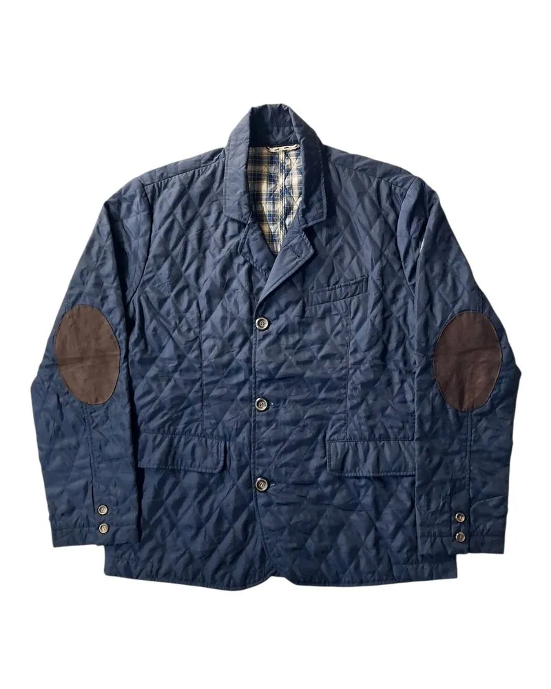 SERGE BLANCO QUILTED JACKET WITH BROWN SUEDE ELBOW PATCHES photo 1