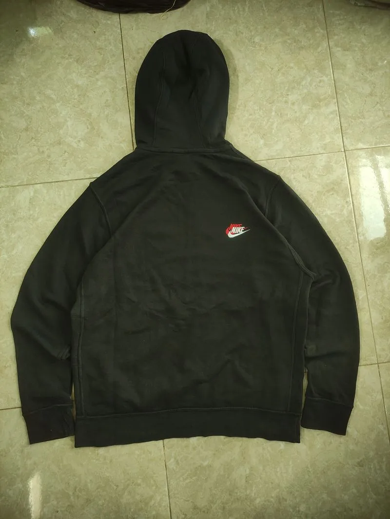 Black Nike Hoodie Red Swoosh Nike Sportswear CLUB UNISEX Hoodie