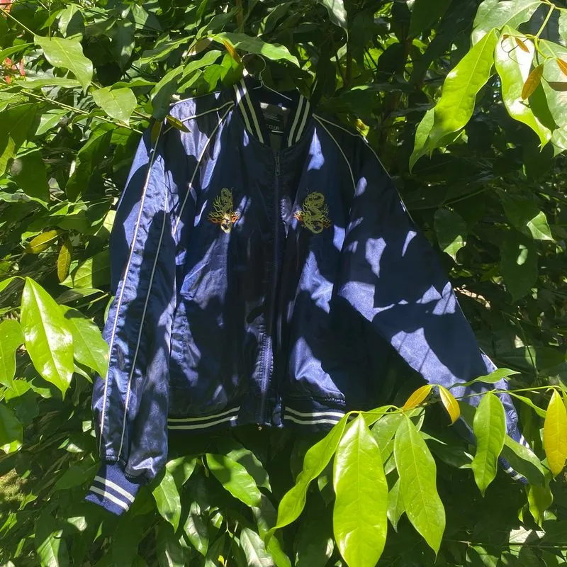 Japan Vintage 90s Souvenir Jacket BUGLE CLUB Sukajan M Navy  photo 1
