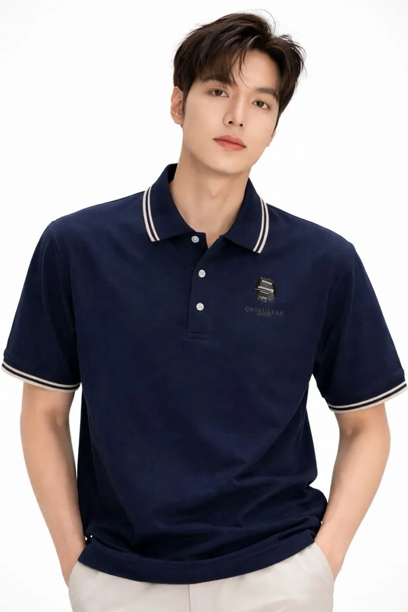 Preloved quiksilver polo T-shirt pria aut navy coklat putih photo 1