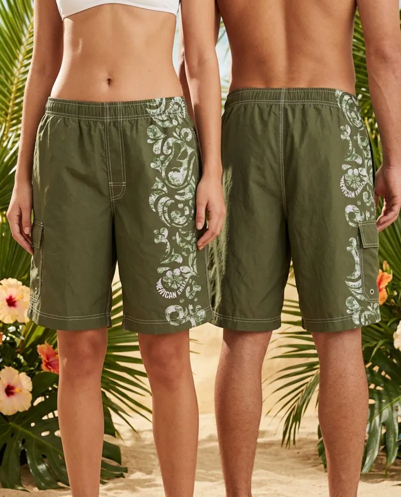 American Eagle Outfitters Hawaiian Floral Cargo Swim Shorts photo 1