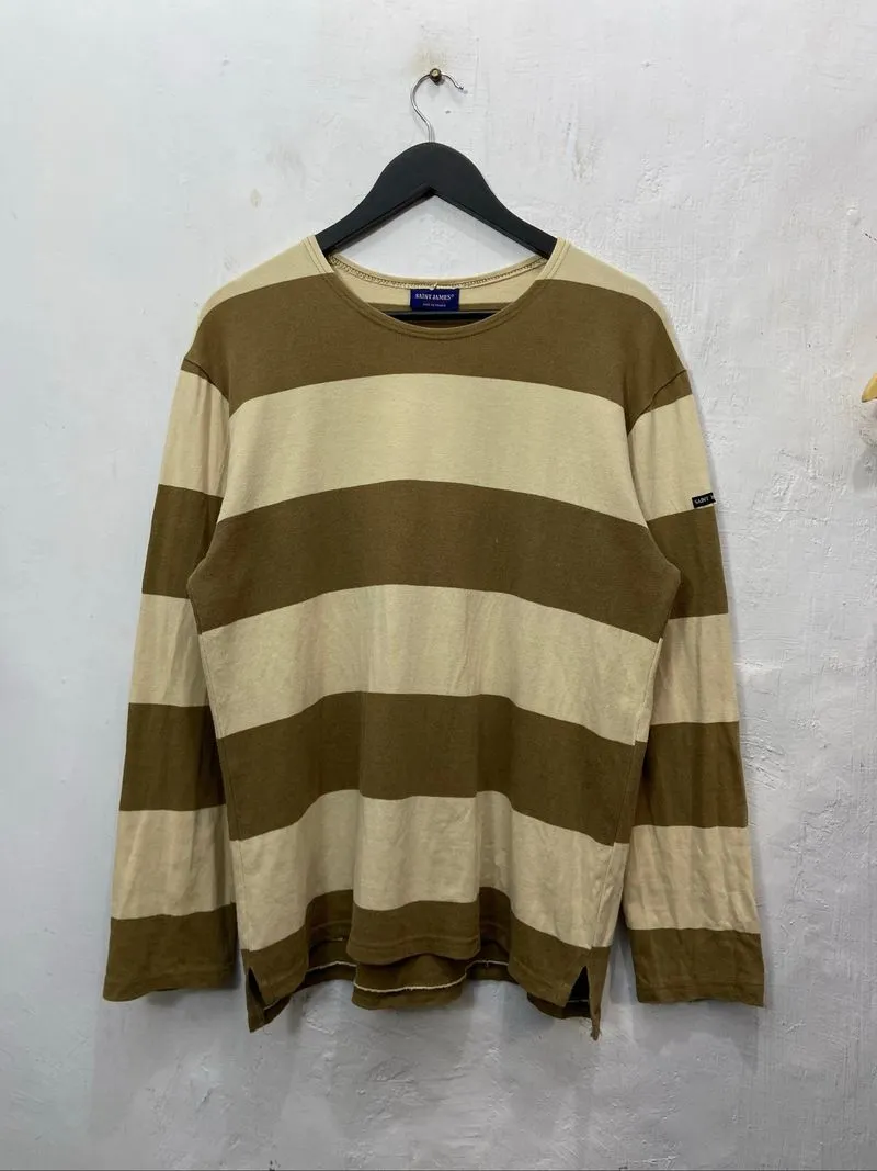 Saint James Stripe Long Sleeve Tshirt Unisex Beige  photo 1