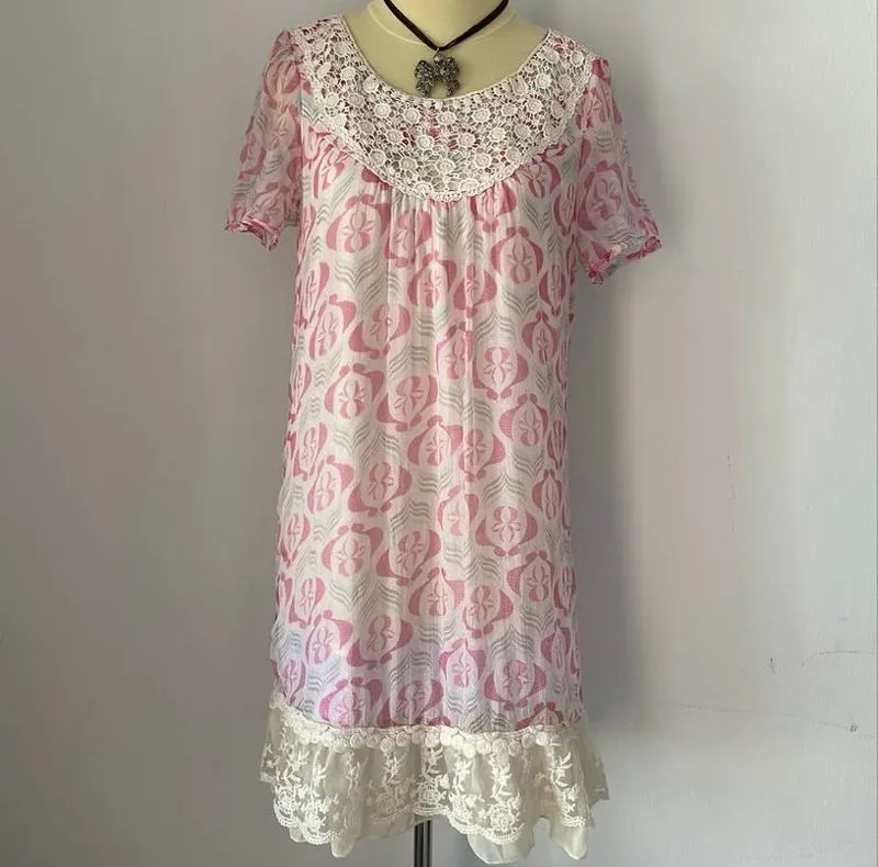 floral lace midi homedress coquette fairy vintage photo 1