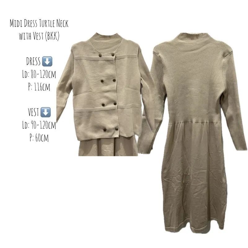 Midi Turtle neck Knit Dress 2in1 with Vest BKK photo 1