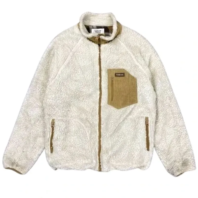 WHO.A.U Streetwear Casual Fur coat Pria white tan photo 1