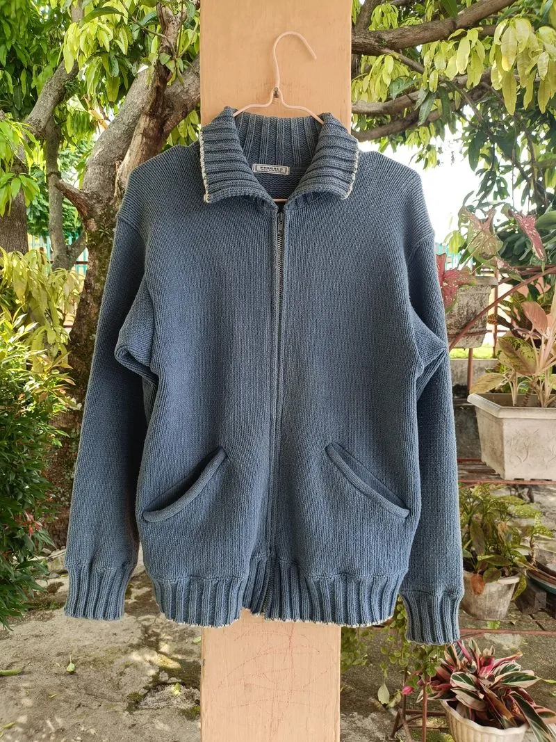 Vintage,45rpm North Marine Drive Ocean Blue Knit Zip Jacket photo 1