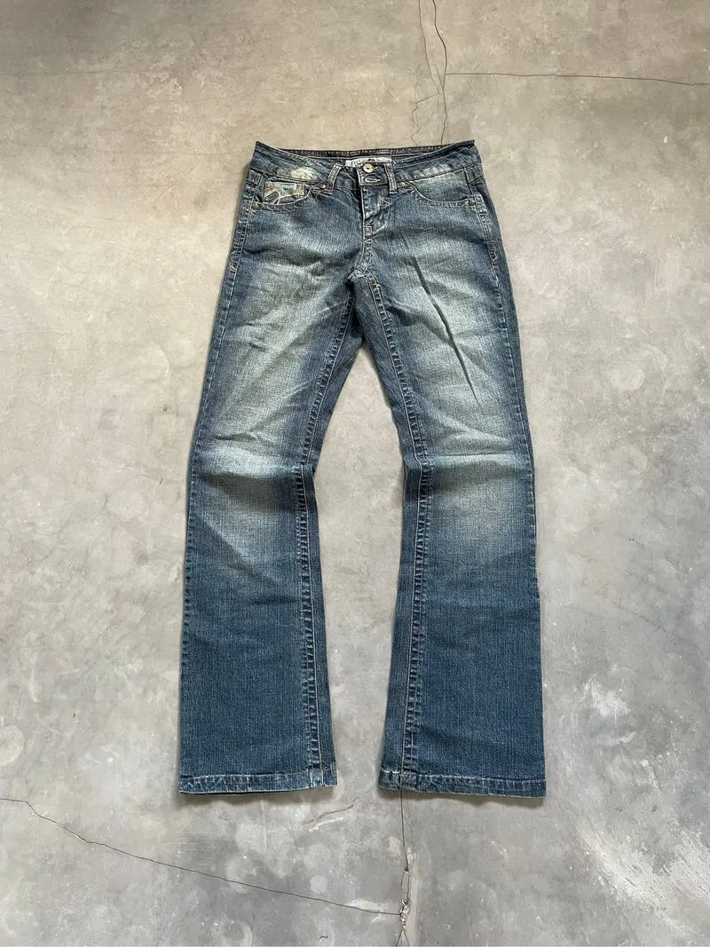 Vintage Y2k Flare Boot Cut Jeans Washed Japanese Brand photo 1