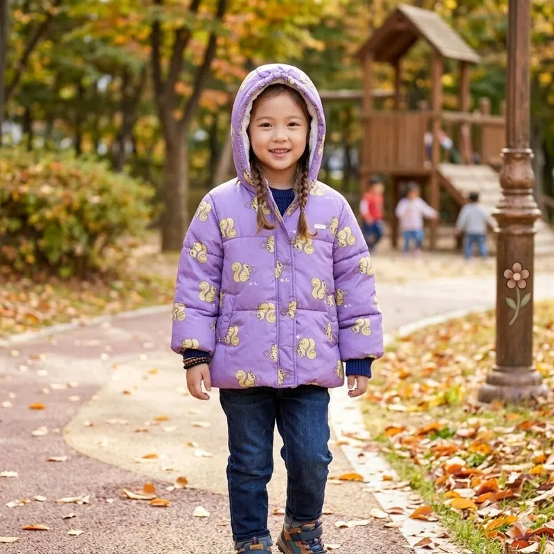 Jacket winter puffer gembul anak ungu tupai lucu photo 1