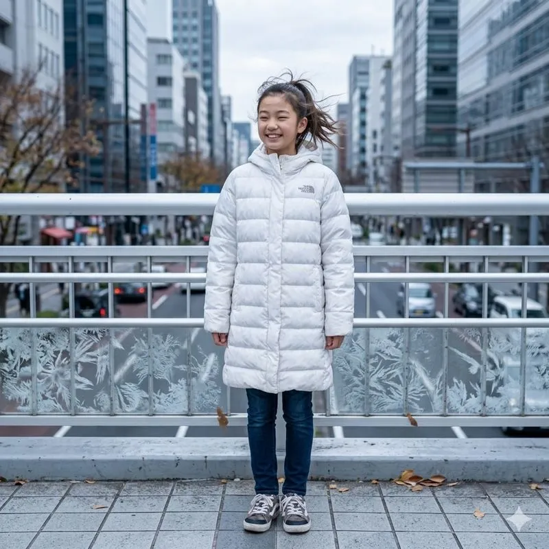 Long jacket winter puffer anak tnf putih cakep photo 1