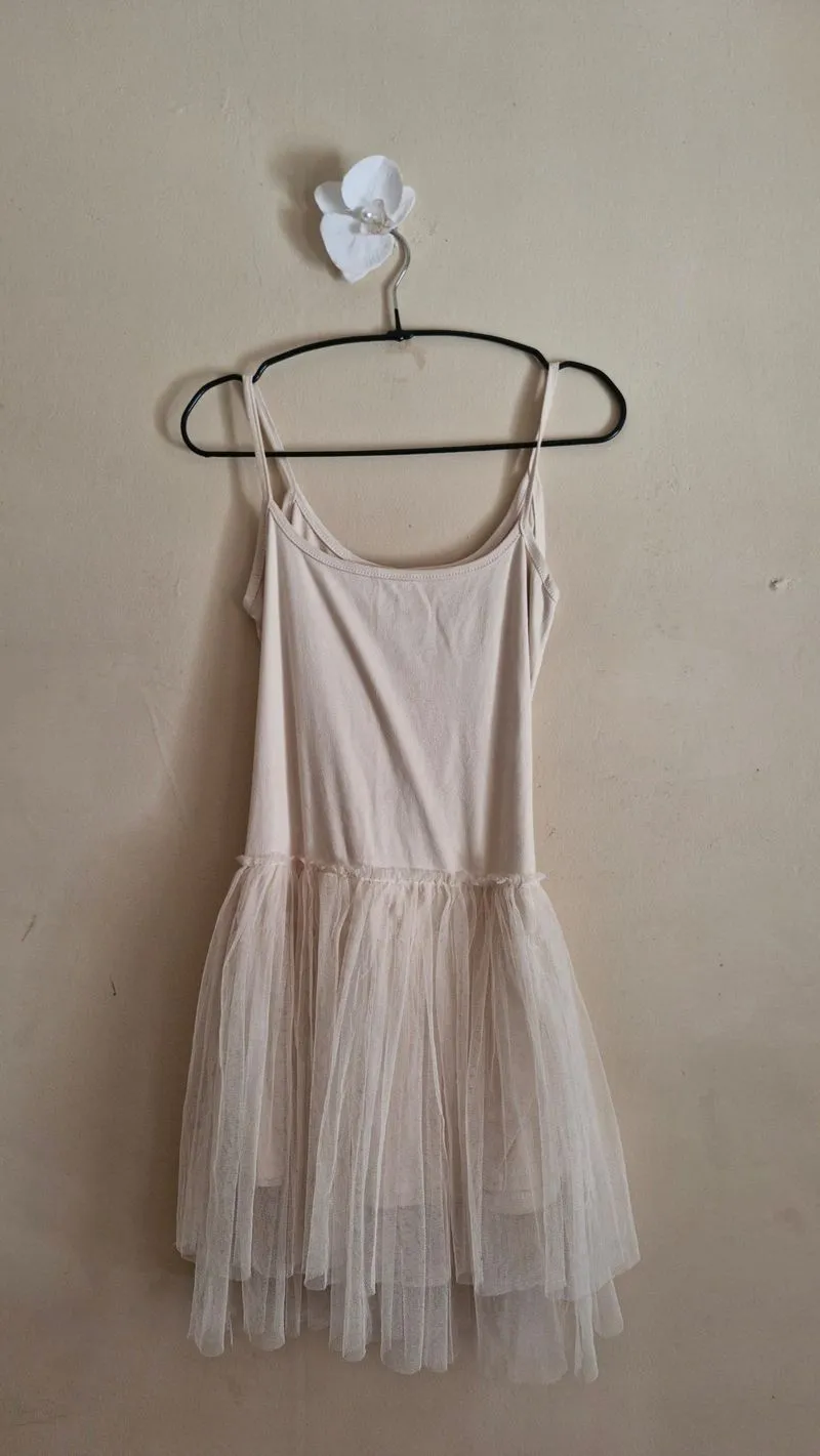 Soft Cream Tutu Strap Dress / Tank Top Dress photo 1
