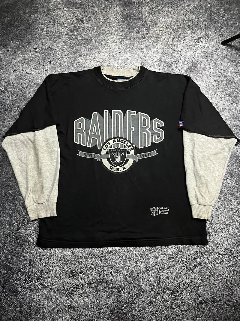 Vintage 90s Los Angeles Raiders NFL Layered Sleeve Crewneck  photo 1