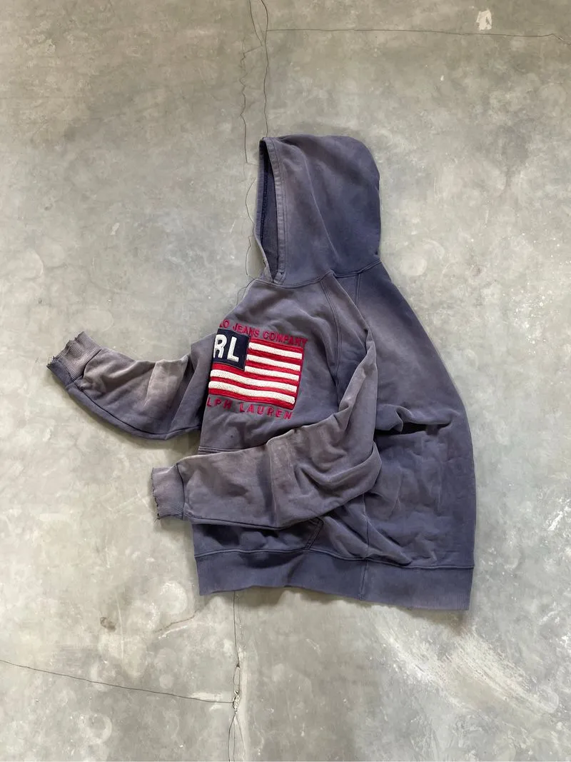 90’s Polo Ralph Lauren USA Flag RL Towel Distressed Hoodie photo 1