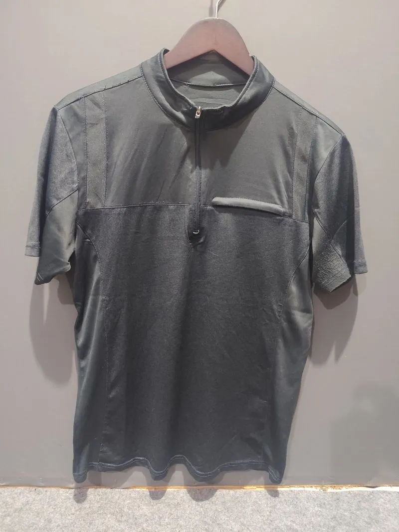 Jersey Running Pria Half Zipper Warna Abu Tua Sporty photo 1