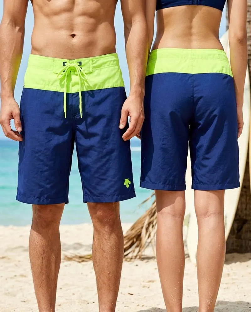Descente Men's Mid Two Tone Blue - Yellow Neon Board Shorts  photo 1
