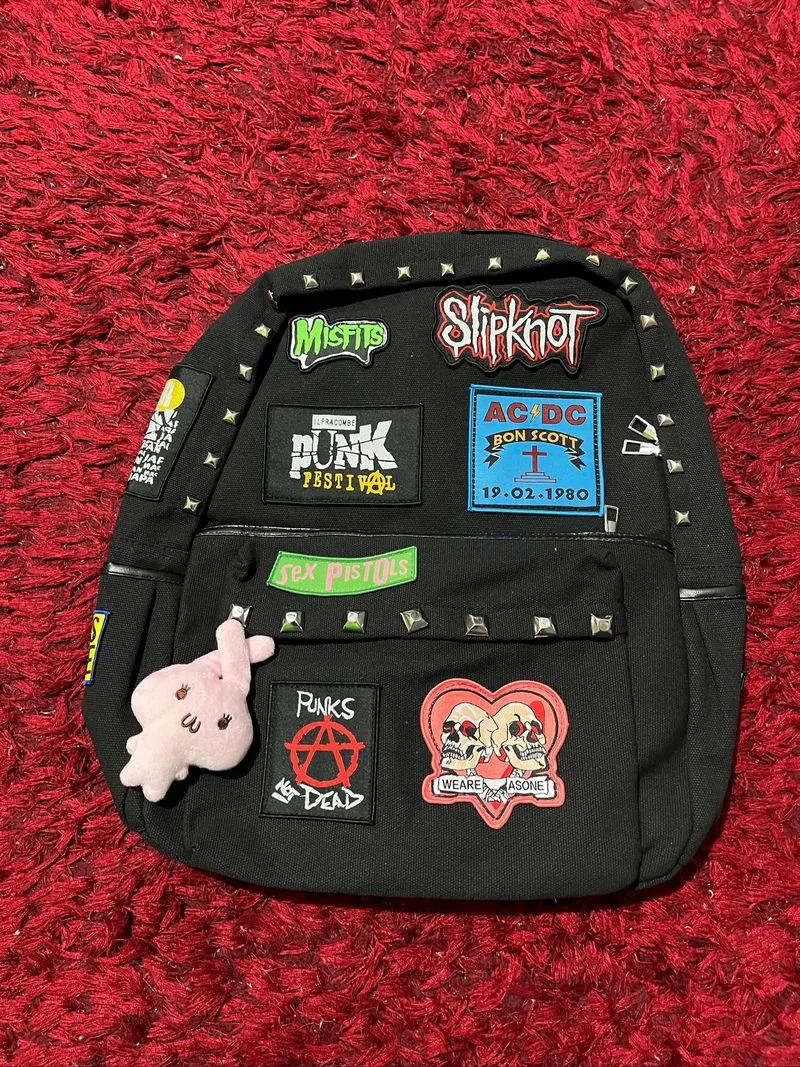 y2k backpack full patch black all size photo 1