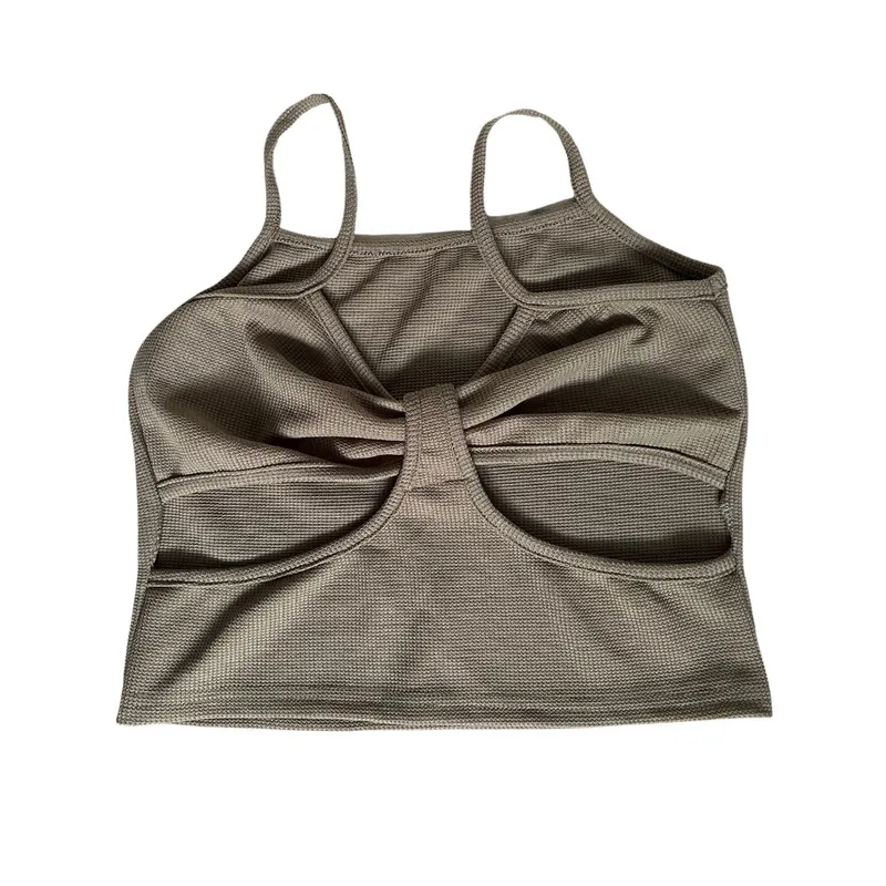 Streetwear Casual Crop top Wanita tan brown photo 1