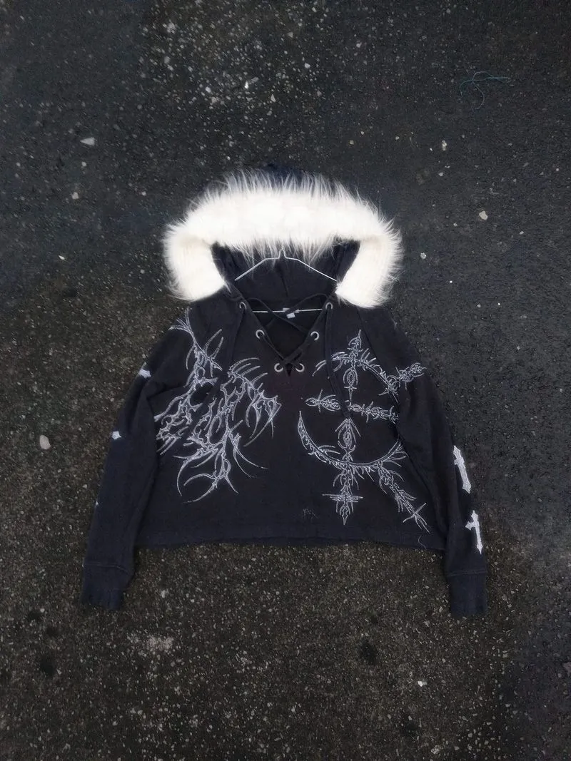 Sigilism handpainting fur hoodie photo 1