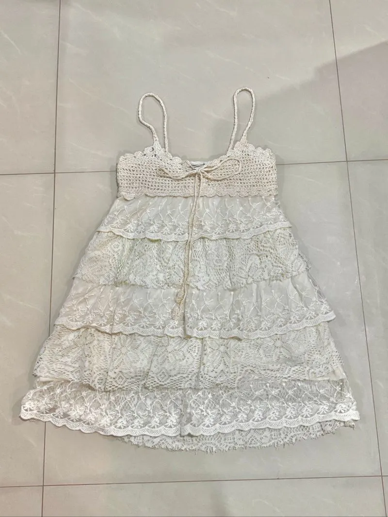 Minidress JP tag white ruffle lace photo 1