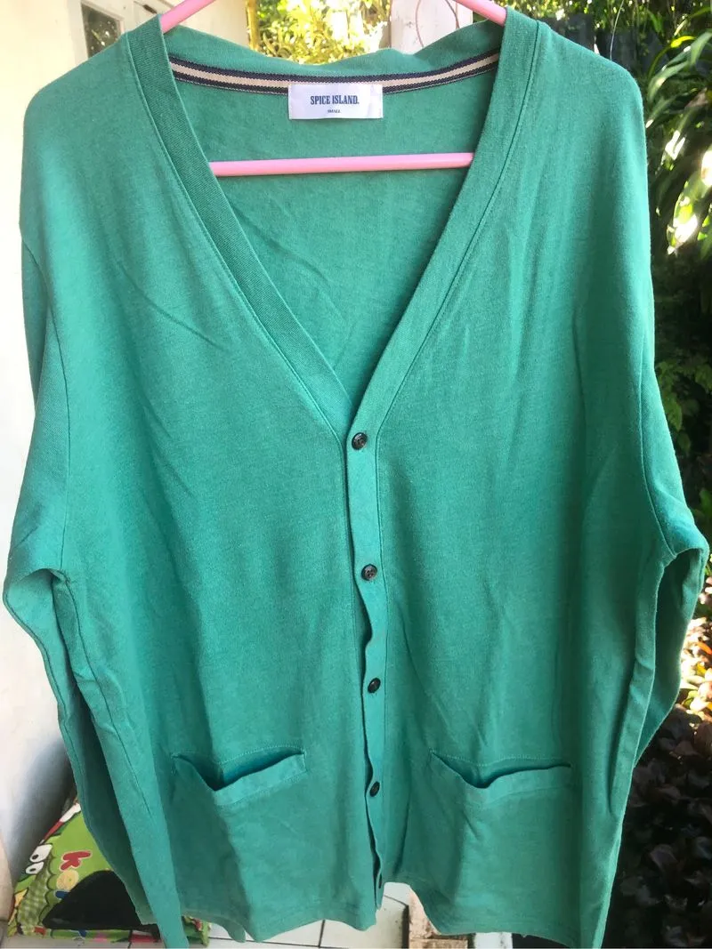 Spice Island Classic Knit Cardigan -Emerald Green photo 1